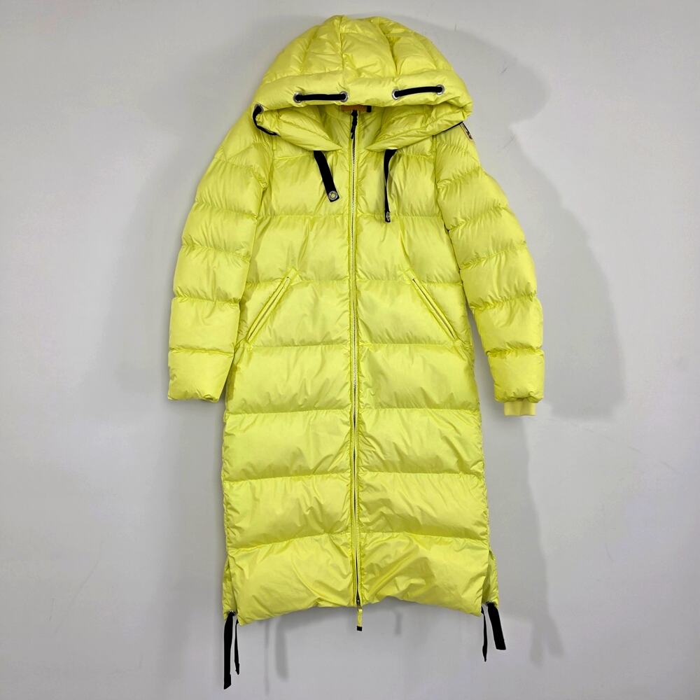 Parajumpers Panda Charlock Yellow Extra Long Down Jacket Puffer Coat Small NWT - Picture 2 of 13